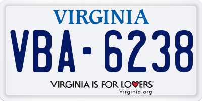 VA license plate VBA6238