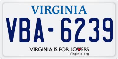 VA license plate VBA6239