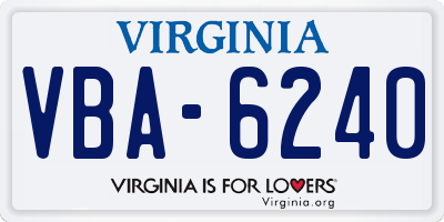 VA license plate VBA6240