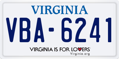 VA license plate VBA6241