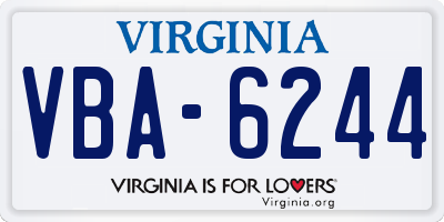 VA license plate VBA6244