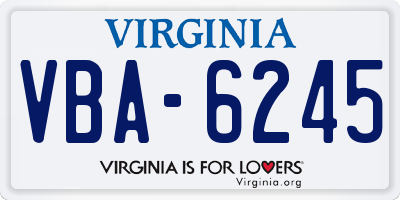 VA license plate VBA6245