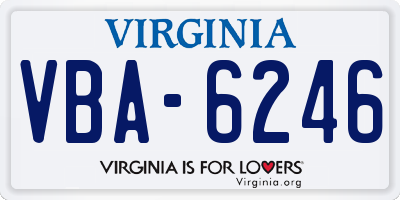 VA license plate VBA6246