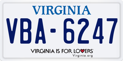 VA license plate VBA6247