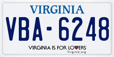 VA license plate VBA6248