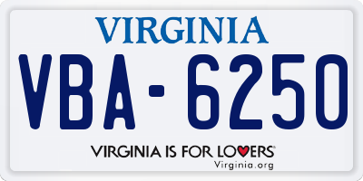 VA license plate VBA6250
