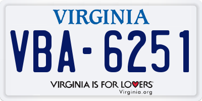 VA license plate VBA6251