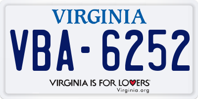 VA license plate VBA6252