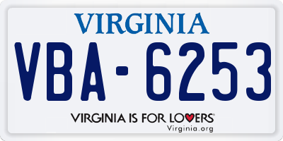 VA license plate VBA6253