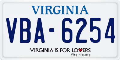 VA license plate VBA6254