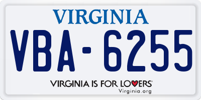 VA license plate VBA6255