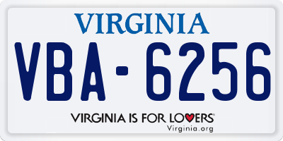 VA license plate VBA6256
