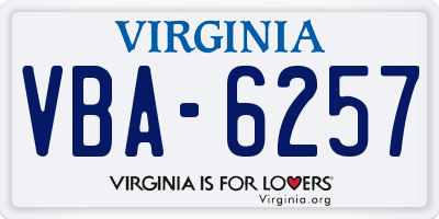 VA license plate VBA6257