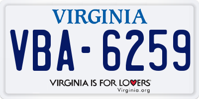VA license plate VBA6259