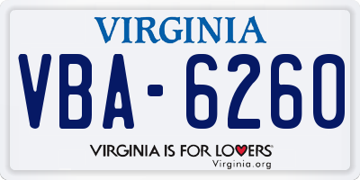 VA license plate VBA6260