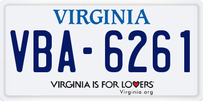 VA license plate VBA6261