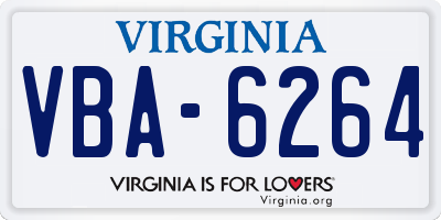 VA license plate VBA6264