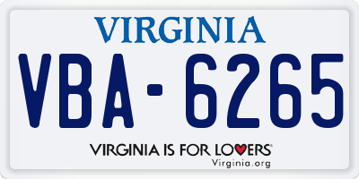 VA license plate VBA6265