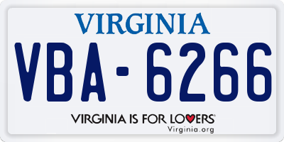 VA license plate VBA6266