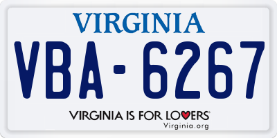 VA license plate VBA6267