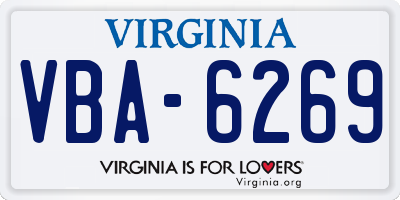 VA license plate VBA6269