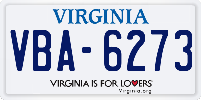 VA license plate VBA6273