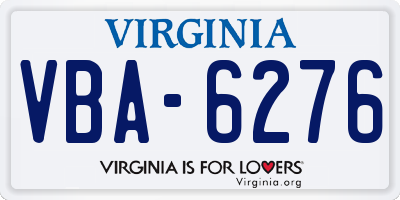 VA license plate VBA6276
