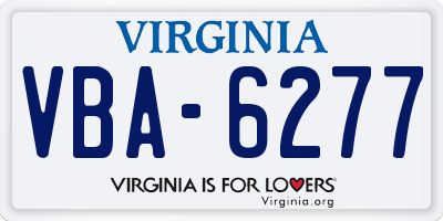 VA license plate VBA6277