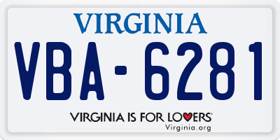 VA license plate VBA6281
