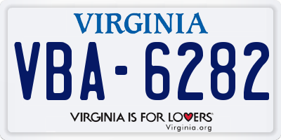 VA license plate VBA6282