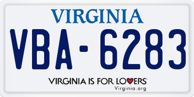 VA license plate VBA6283