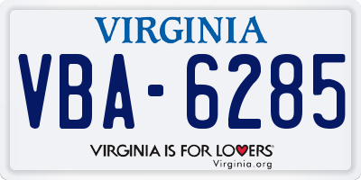 VA license plate VBA6285