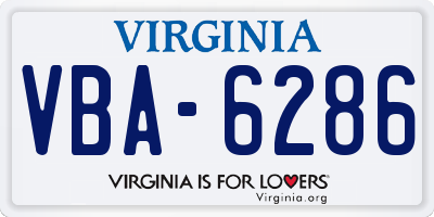 VA license plate VBA6286