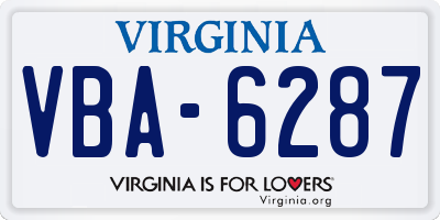 VA license plate VBA6287