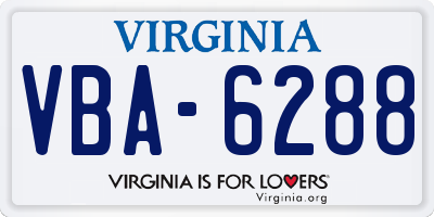 VA license plate VBA6288