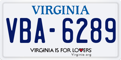 VA license plate VBA6289