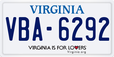 VA license plate VBA6292