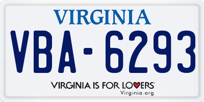 VA license plate VBA6293
