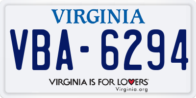 VA license plate VBA6294