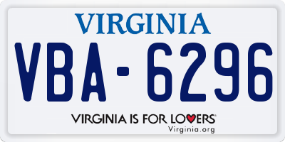 VA license plate VBA6296
