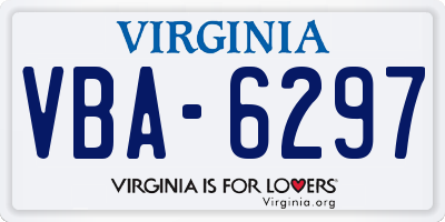 VA license plate VBA6297