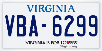 VA license plate VBA6299