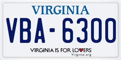 VA license plate VBA6300