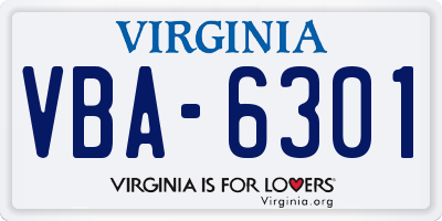 VA license plate VBA6301