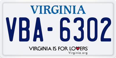VA license plate VBA6302