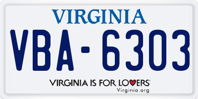 VA license plate VBA6303