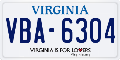 VA license plate VBA6304