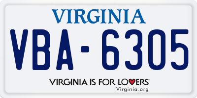 VA license plate VBA6305