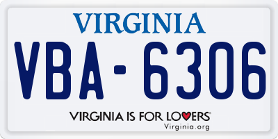 VA license plate VBA6306