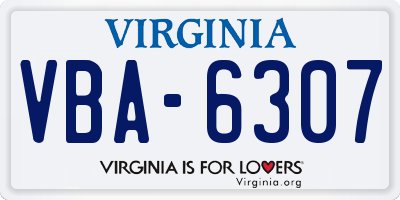 VA license plate VBA6307